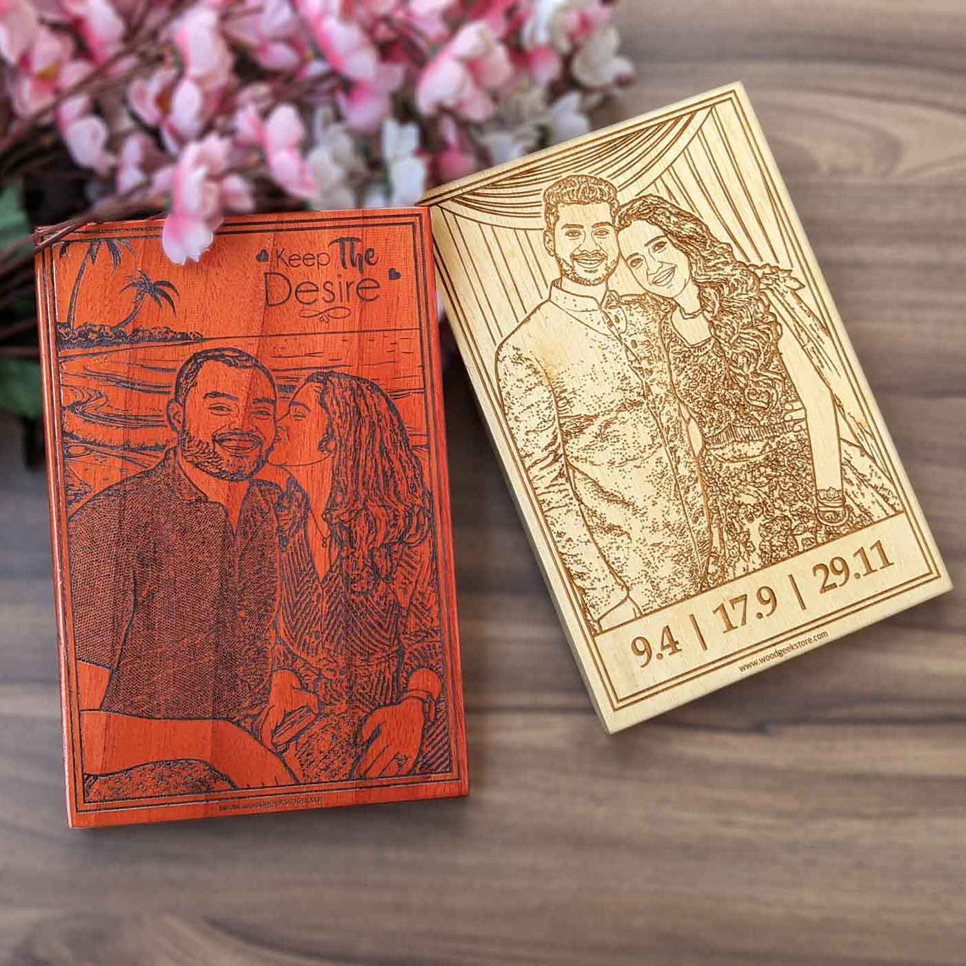 Eternal Moments - Engraved Wood Photo Frame for Couples | Romantic Memento
