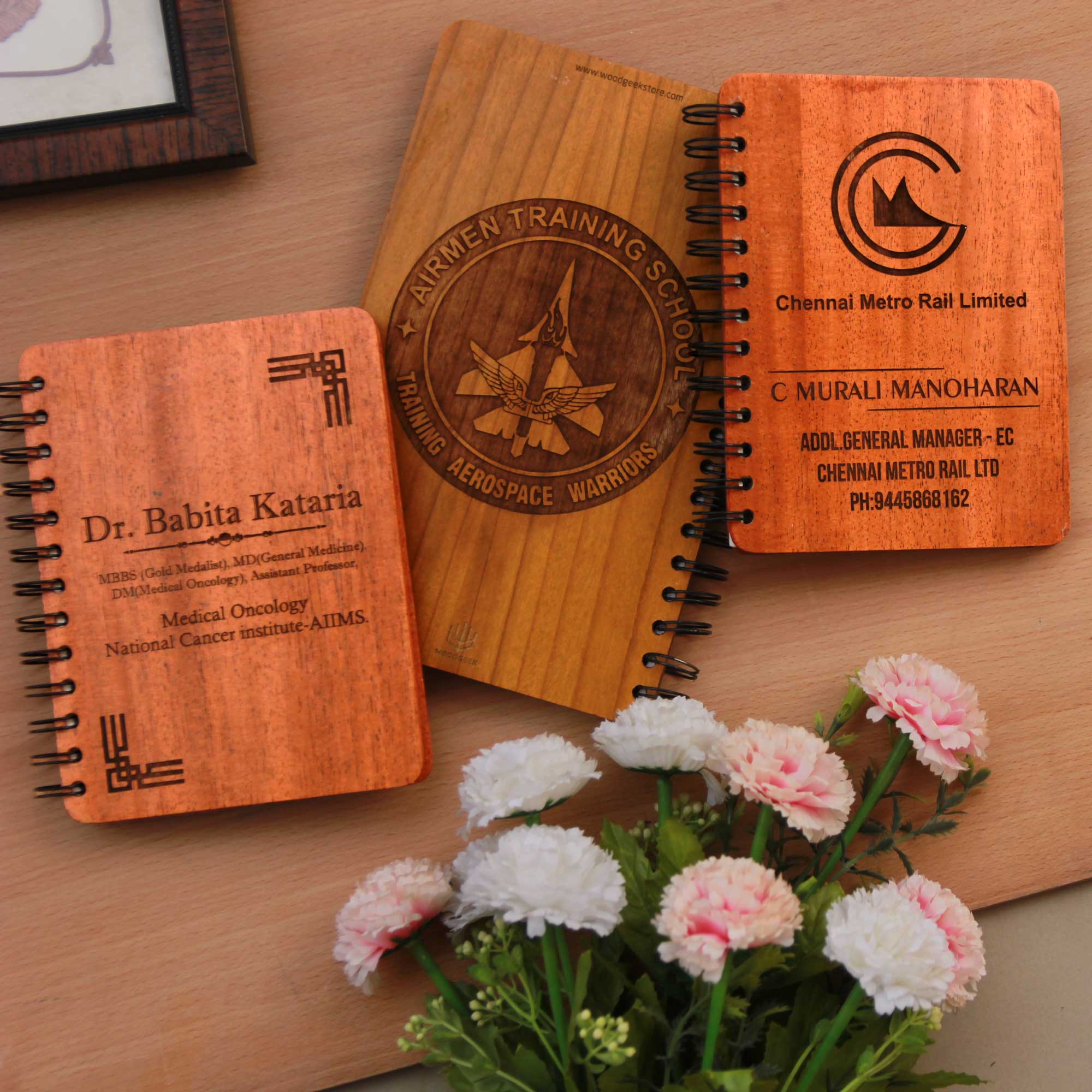 Executive Essentials: Personalized Wooden Diary & Pen Stand Set