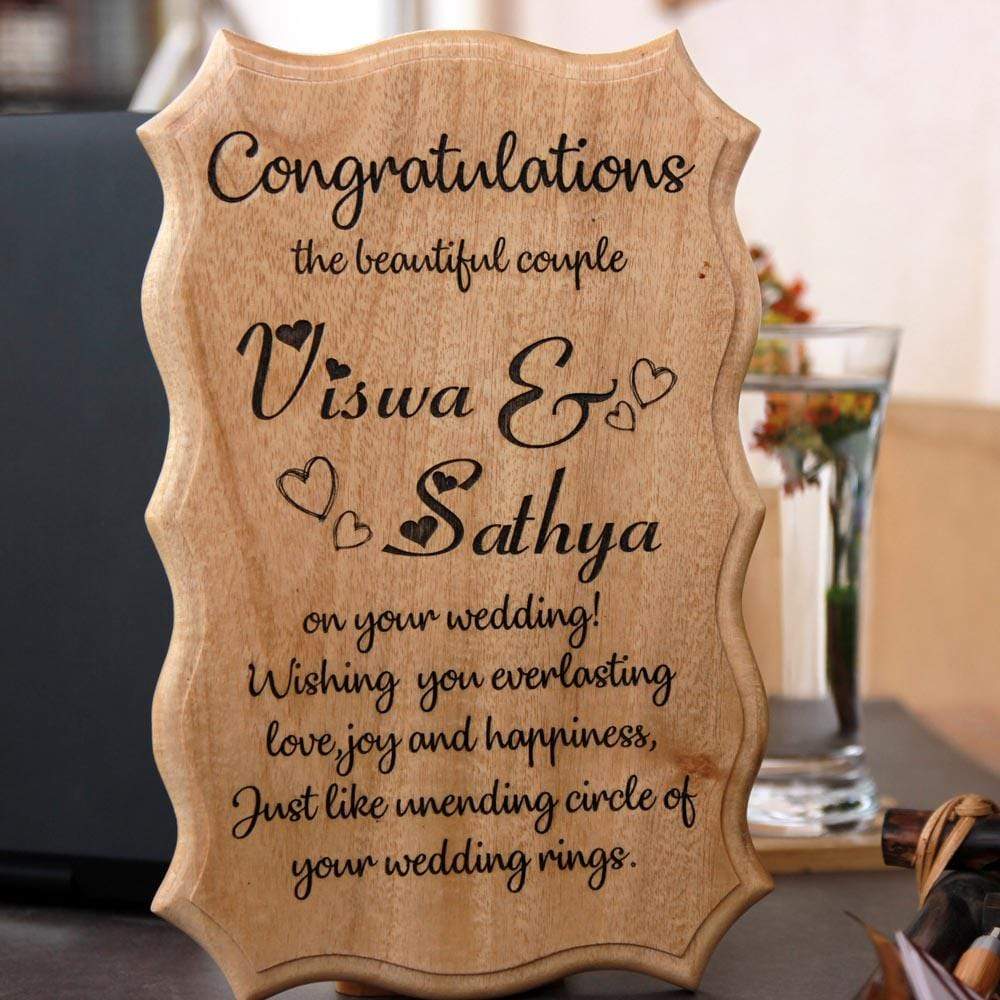 Congratulations On Your Wedding Wooden Sign. Wedding Wishes engraved on wood sign is one of the best wedding gifts. This wedding wooden sign makes one of the best wedding gifts for couples