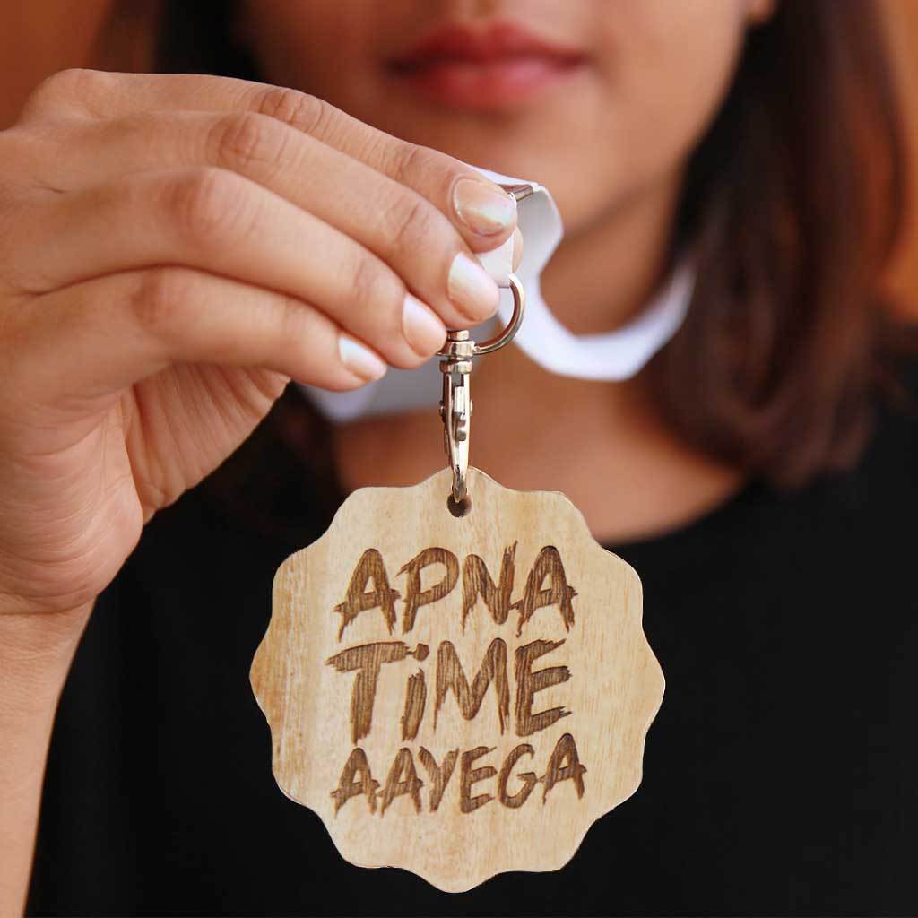 Apna Time Aayega Wooden Medal. These Medals And Trophies Make The Best Motivational Gift Ideas For Loved Ones. Looking For More Inspirational Gifts? Order Medals Online From Woodgeek Store