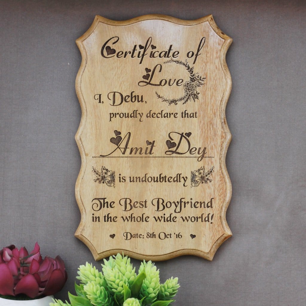Personalized World's Best Boyfriend Certificate - Greatest Boyfriend Award Certificates - Unique Gifts for Boyfriend - Valentine's Day Gifts - Custom Wooden Certificates by Woodgeek Store