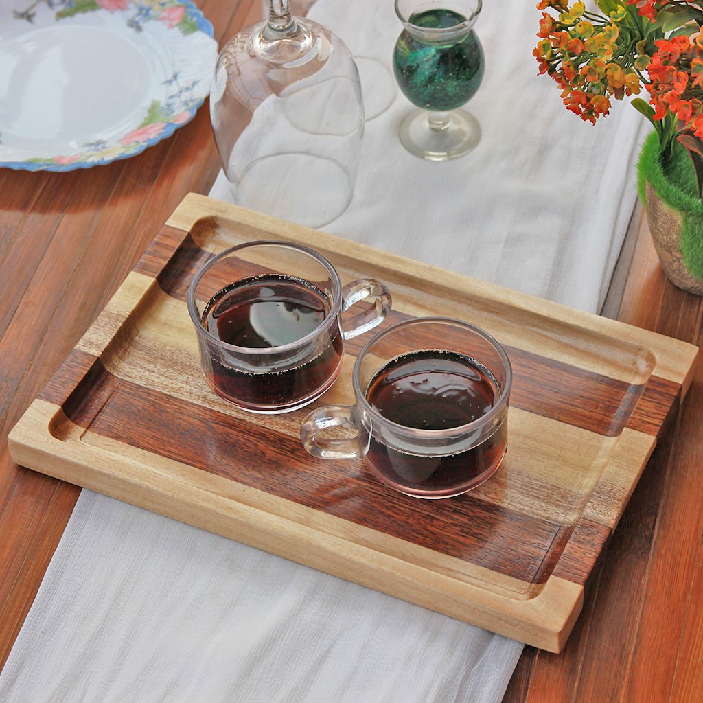 Birch and Walnut Wooden Tray - Wooden Serving Tray - Coffee Serving Tray - Bar & Cocktail Tray - Wooden Tea Tray - Wooden Food Trays - Small Wooden Tray - Decorative Wooden Serving Trays - Bed Serving Tray - Large Serving Tray - Rectangular Serving Tray - Kitchen Decor - Wooden Kitchen Accessories - Woodgeek Store