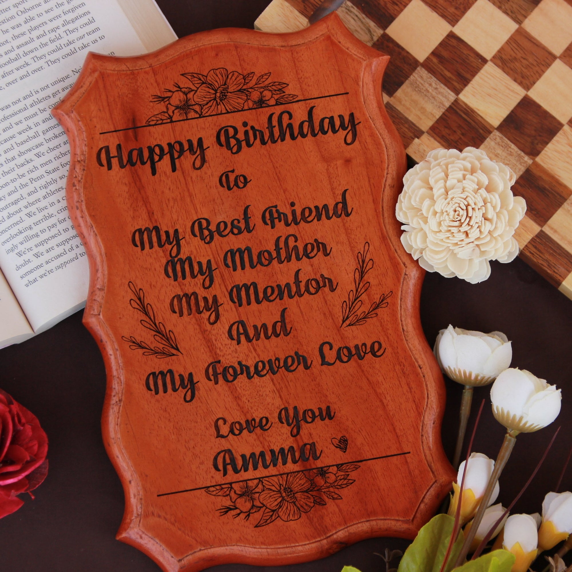 Birthday Wishes Engraved on A Wooden Plaque makes best birthday gifts for mom. A gift for mother carved on a custom wood sign. Looking for gifts for mom? This Personalised Gift Is Perfect!