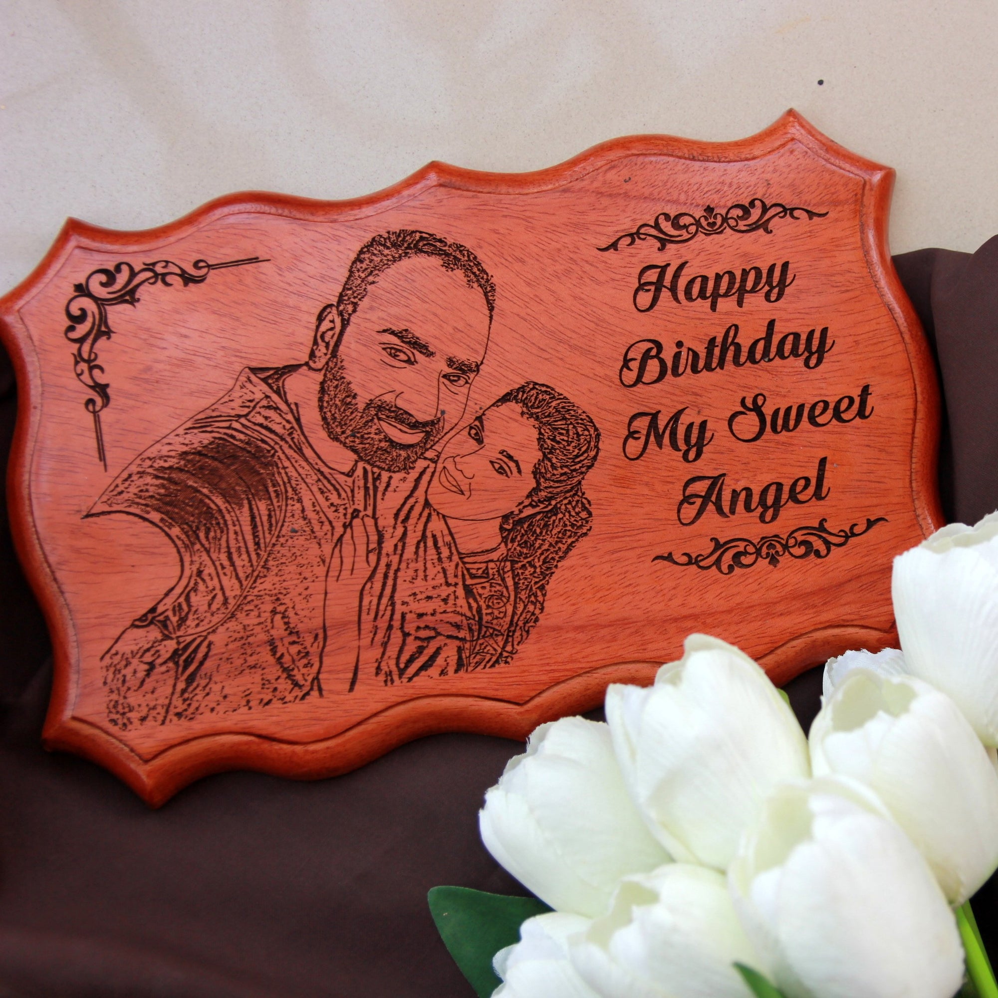 Customize A Wood Sign With Photo And Birthday Wishes As Gift For Girlfriend or Wife. Buy Birthday Gifts Online.