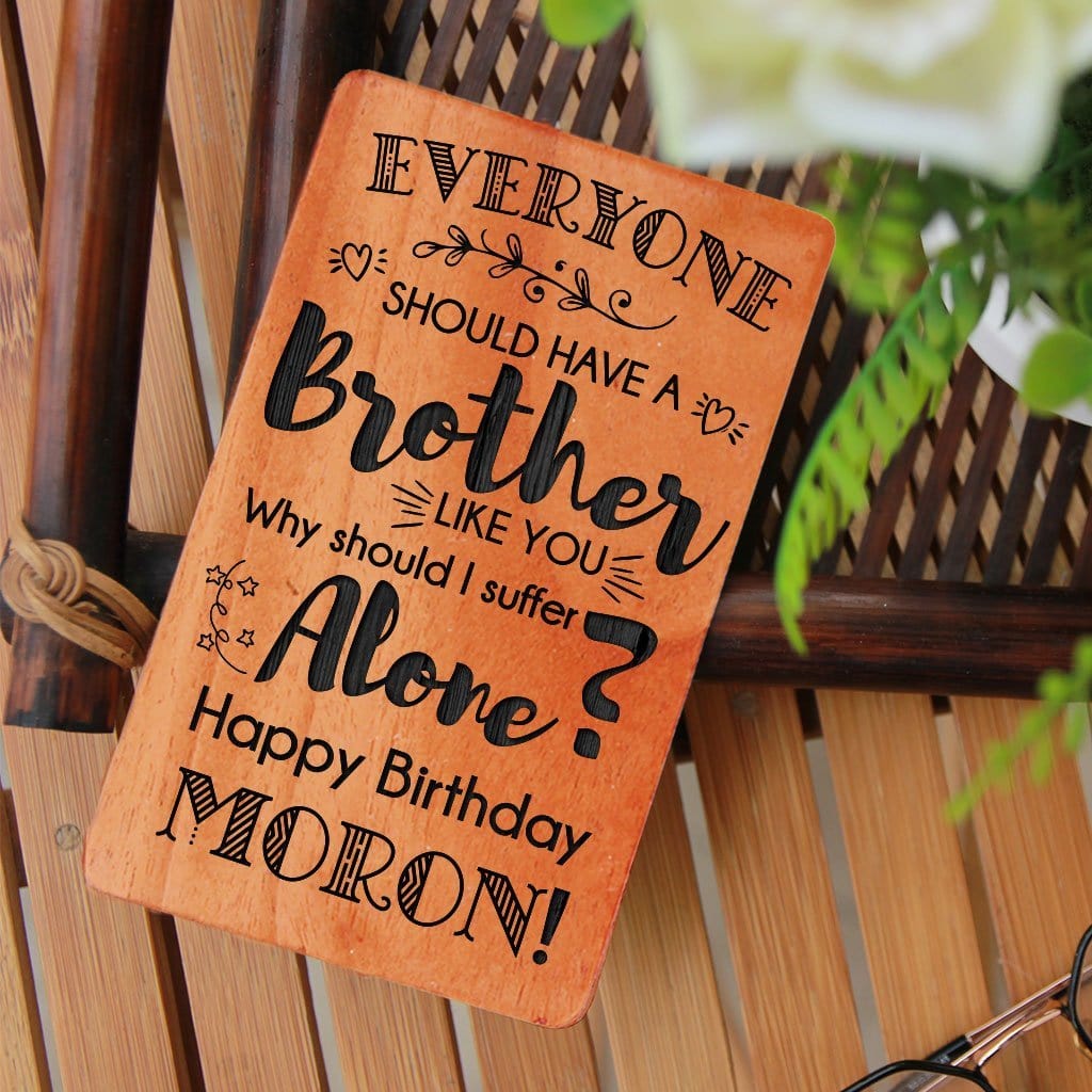 Greeting Card For Brother: Set Of Personalized Wooden Cards. These wooden cards make perfect birthday card for brother, raksha bandhan card, card for brother in law or greeting card for brother for any occasion.