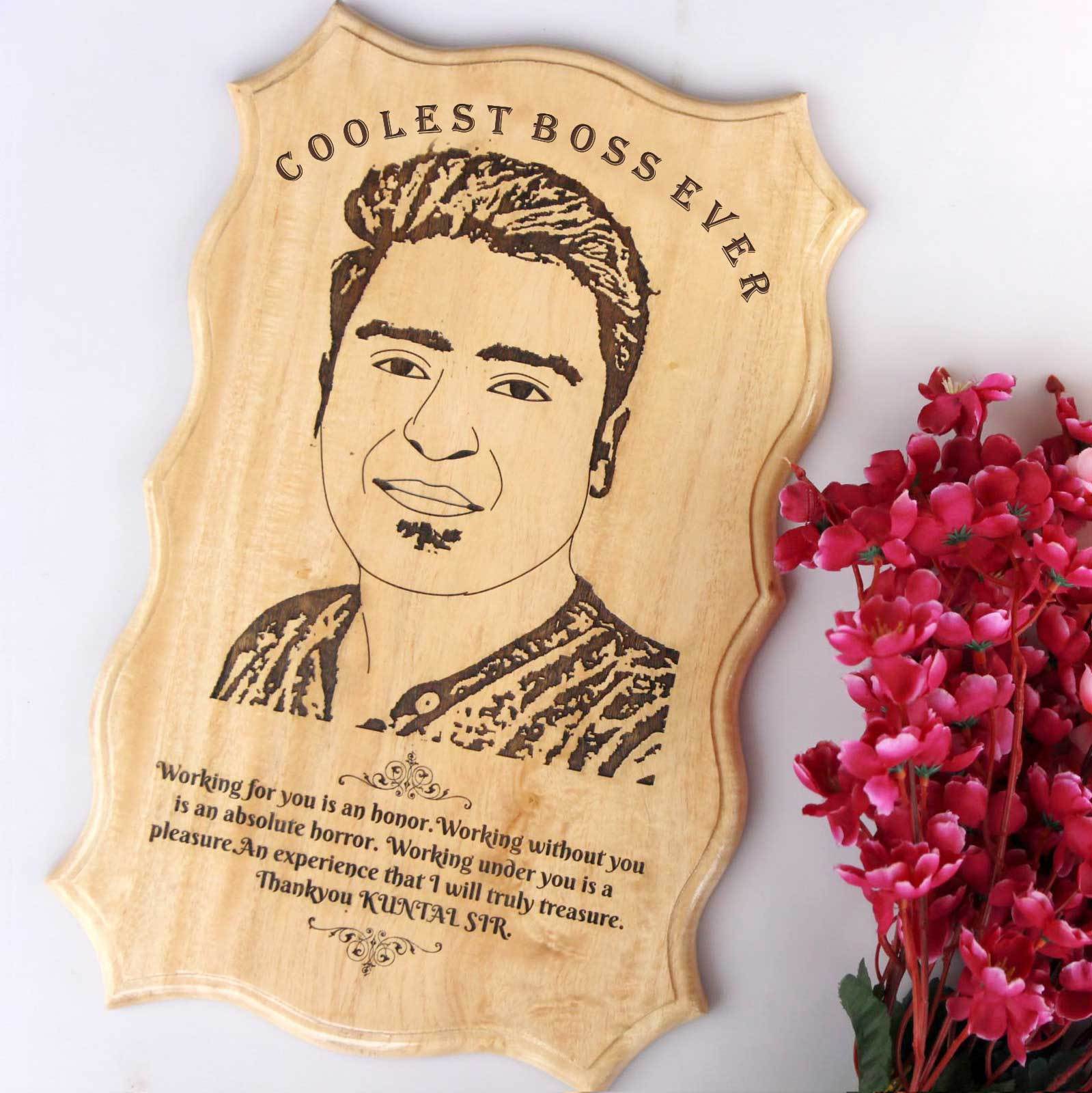 Coolest Boss Ever Photo-Engraved Wooden Plaque. These custom wood signs make great gifts for boss, farewell gift for boss, birthday gift for boss or gift for manager