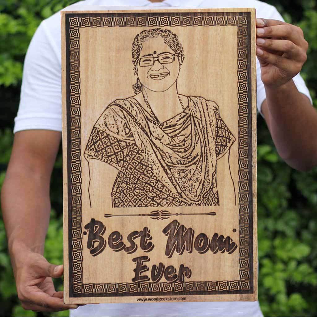Birthday Gift For Mom | Custom Engraved Best Mom Wooden Frame