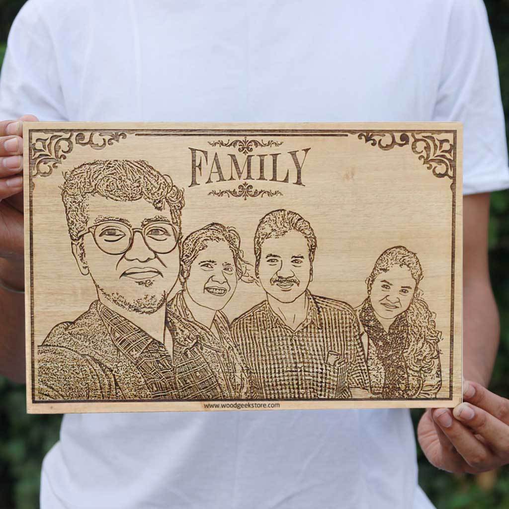 My Crazy Family Wooden Picture Frame - I love My Family Wood Wall Posters - Wood Wall Art Decor - Personalized Gifts for Family - Woodgeek Store
