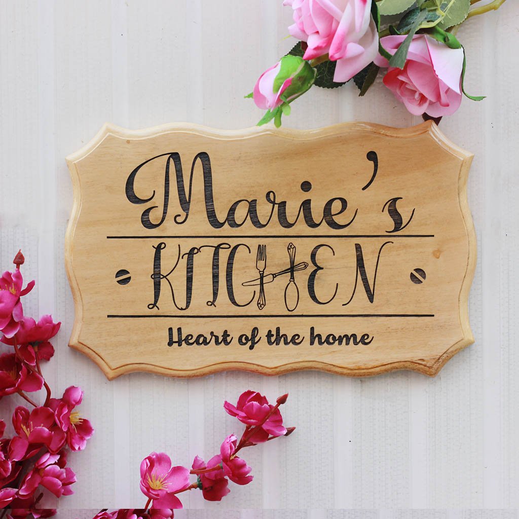 Custom Kitchen Wood Sign | Personalized Wooden Kitchen Name Signs | Large Wood House Signs by Woodgeek Store