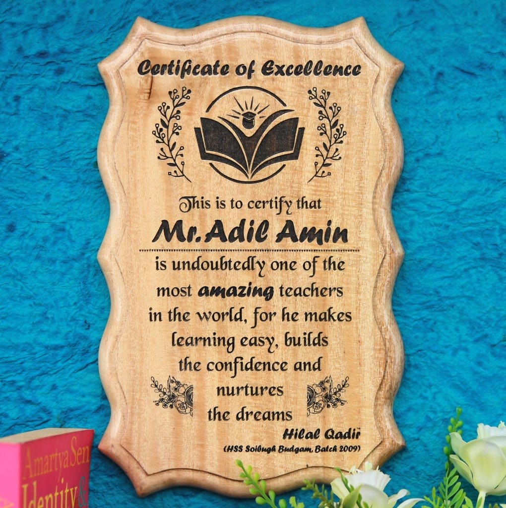 Personalized World's Greatest Teacher Certificate - This Certificate Of Excellence Makes The Best Teacher Award - Looking For Unique Gifts for Teachers on Teacher's Day? This Custom Wooden Certificate Of Appreciation Makes The Best Teacher Gifts - Shop More Gifts For Teachers Online From The Woodgeek Store.