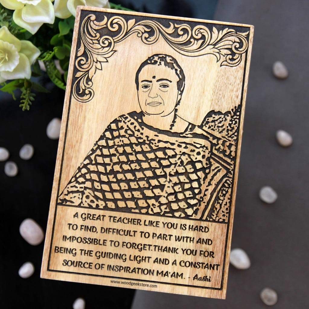 A Personalized Wooden Picture Frame For Teacher. This Engraved Wooden Wall Poster Makes The Best Personalized Gifts For Teachers. Looking For Teacher's Day Gifts?This Wooden Photo on Wood Makes The Best Gift For Female Teachers.