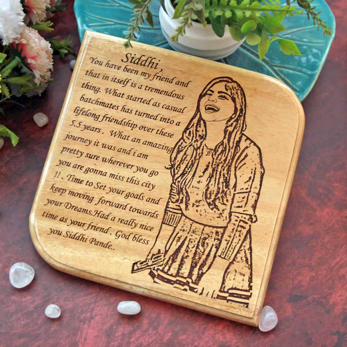 Engraved Wood Plaque For Friend's Birthday | Personalized Best Friend Gift