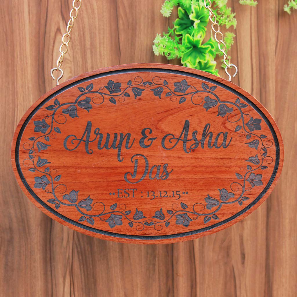 Personalized Couple Name Sign - Wooden Hanging Sign - Family Established Signs - Gifts For Couples - Wooden Name Signs - House Signs for Couples - Woodgeek Store