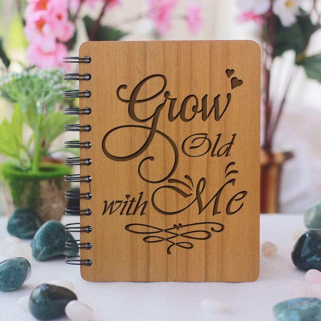 Grow old with me - Gifts for Boyfriend - Gifts for Girlfriend - Love Journal - Wooden Notebook - Personalized Notebook - Woodgeek Store