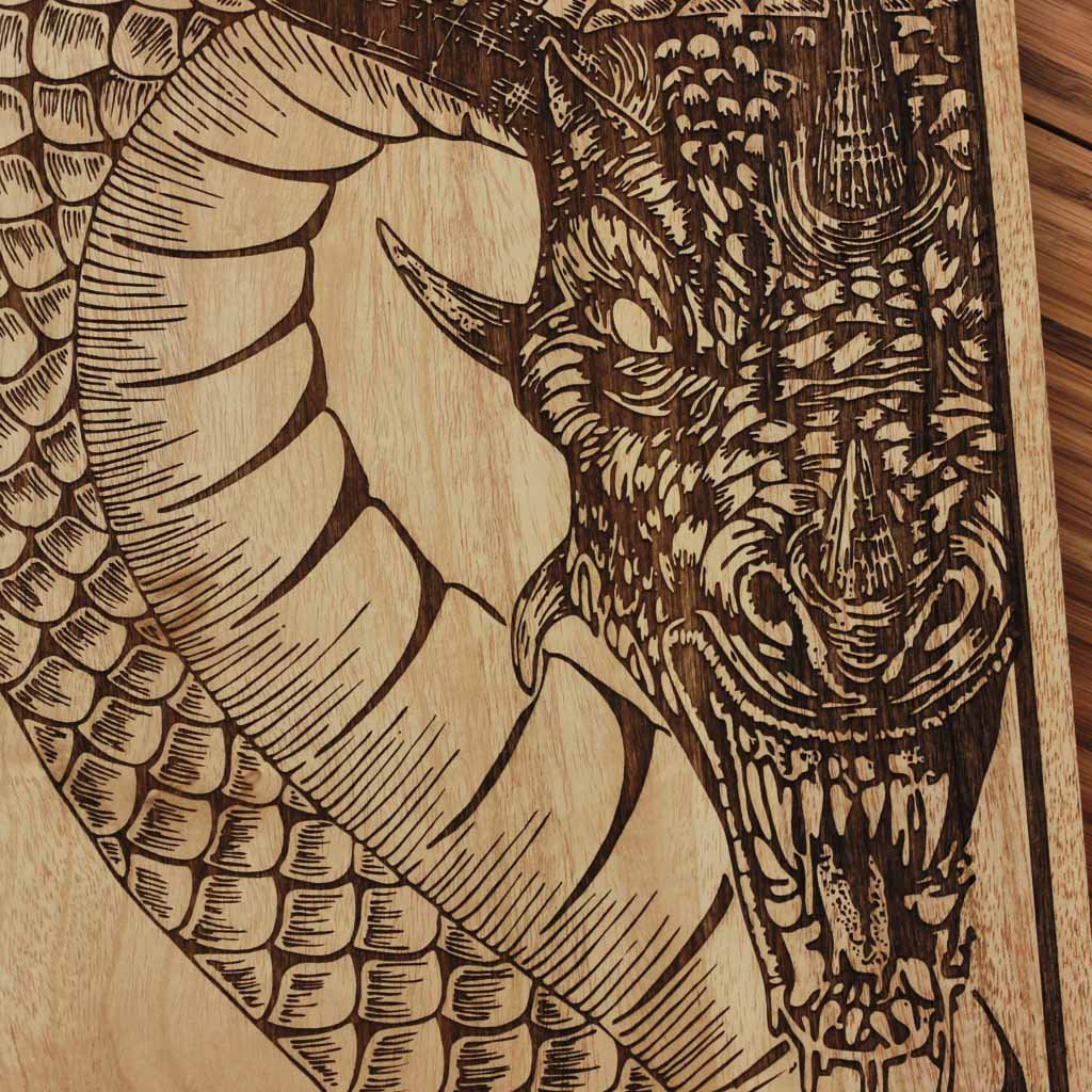 Wooden Poster - Fire Dragon Wall Decor - Chinese Zodiac Wood Wall art - Game of Thrones Wood Wall decor - Woodgeek Store