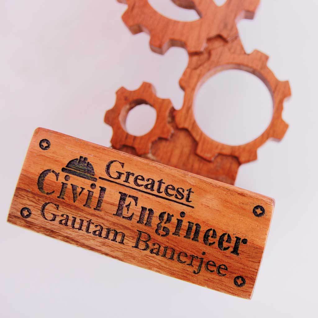 Greatest Engineer Ever Wooden Engineering Trophy - This Wooden Award Of Appreciation Makes The Best Gifts For Engineers - Looking For Gift Ideas For Engineers ? Shop More Personalized Gift Items Online From The Woodgeek Store.
