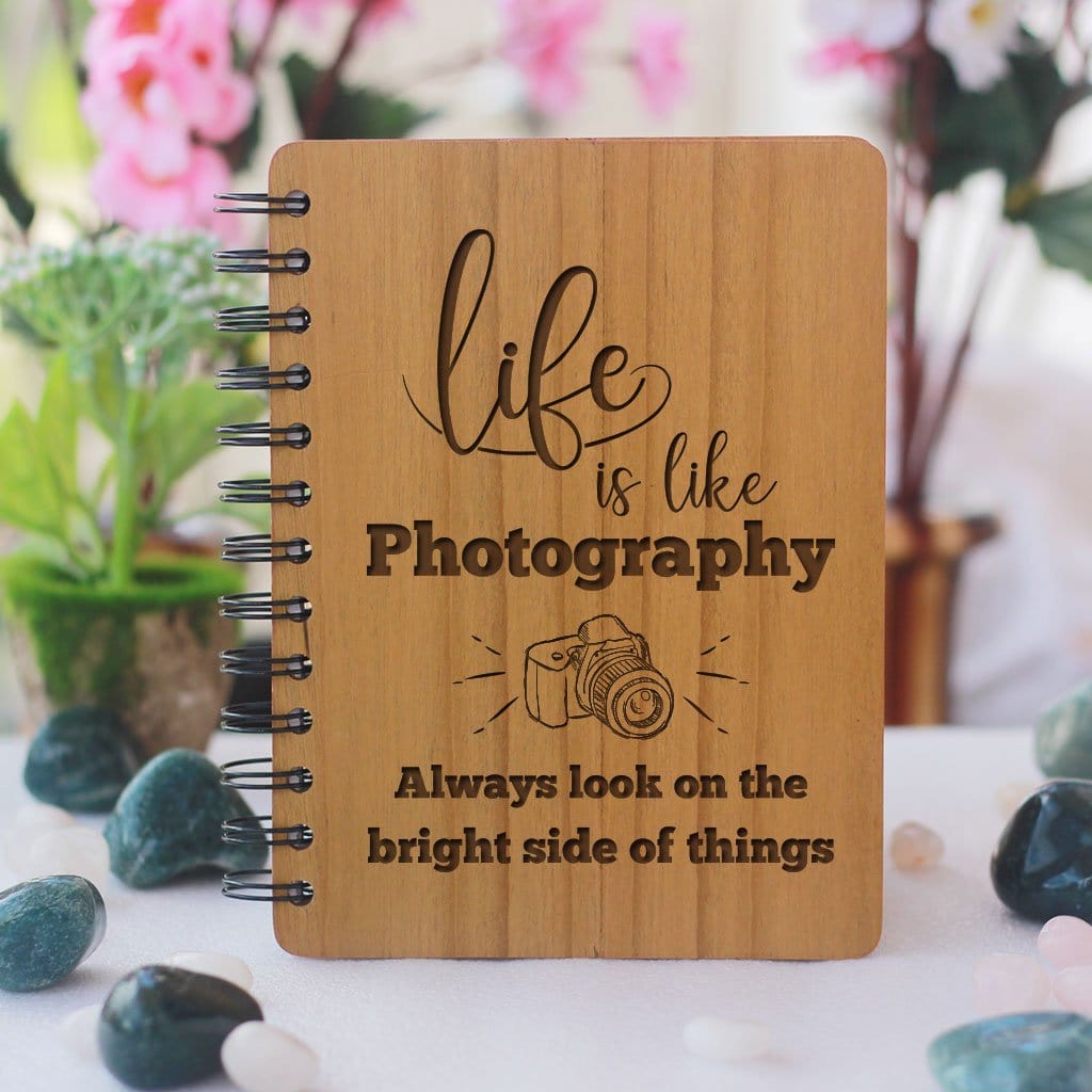 Notebook - Life Is Like Photography - Bamboo Wood Notebook