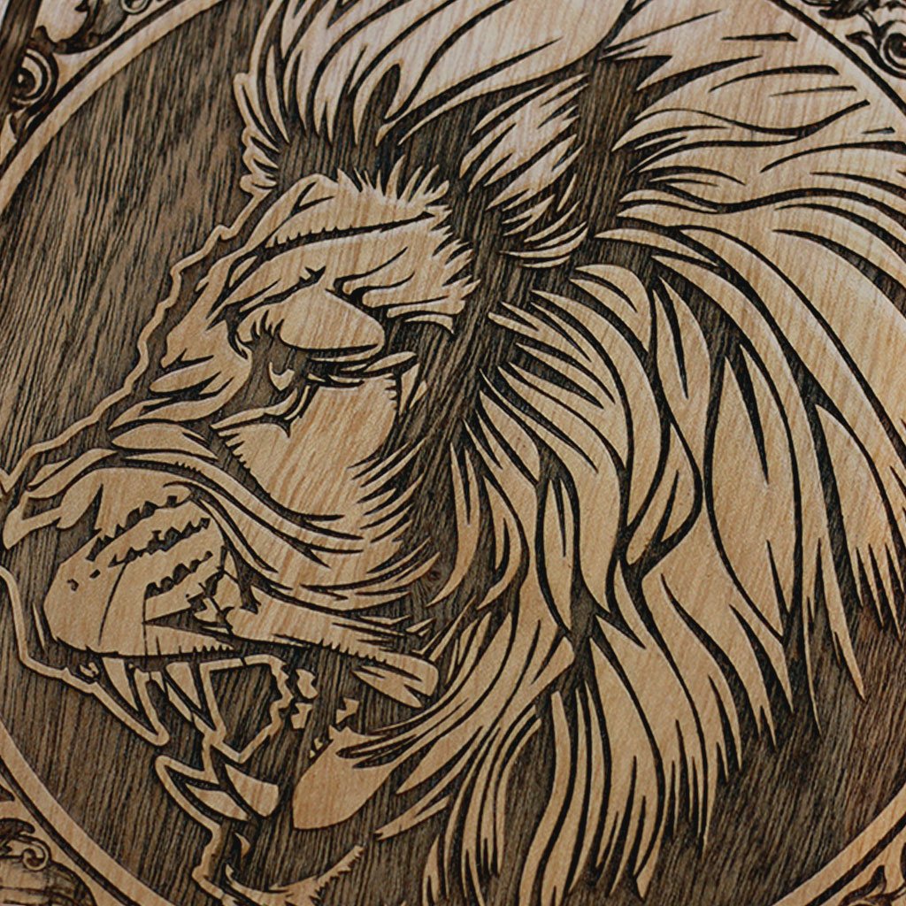 Leo The Lion Carved Wooden Poster by Woodgeek Store - Zodiac Sign Wooden Artwork - Zodiac Poster - Wood Poster - Buy Wood Wall Art Decor Online 