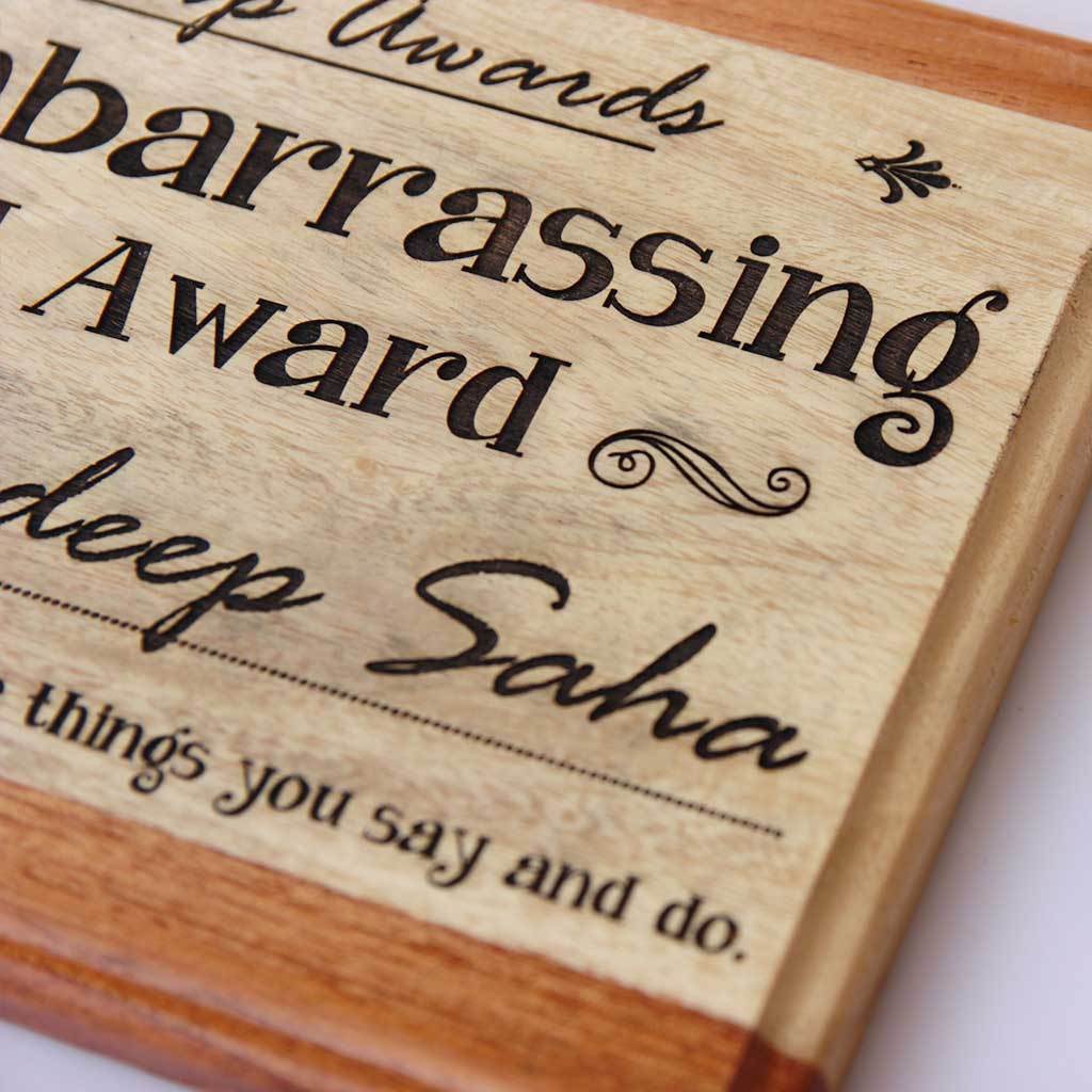 Most Embarrassing Friend Award Plaque. This Wooden Plaque Is A Funny Gift For A Friend. A Unique Personalized Gift for Friendship Day.