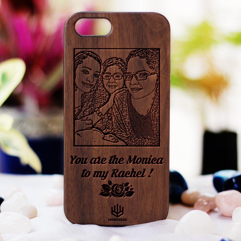 Design Your Own Phone Case - Custom Engraved Phone Cases for Friends - Photo Engraved Phone Cases - Friendship Phone case - Personalized Phone Case for Friends - Friendship Day Gifts - Personalized Birthday Gifts - Walnut Wood Phone Cases from Woodgeek Store