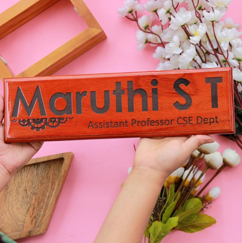 Personalized Wooden Nameplates For Teachers And Professors - This Custom Name Sign Makes One Of The Best Gifts for Teachers on Teacher's Day - Looking For Birthday Gifts For Teachers? These Desk and Door Name Signs Make The Best Teacher Appreciation Gifts by Woodgeek Store.
