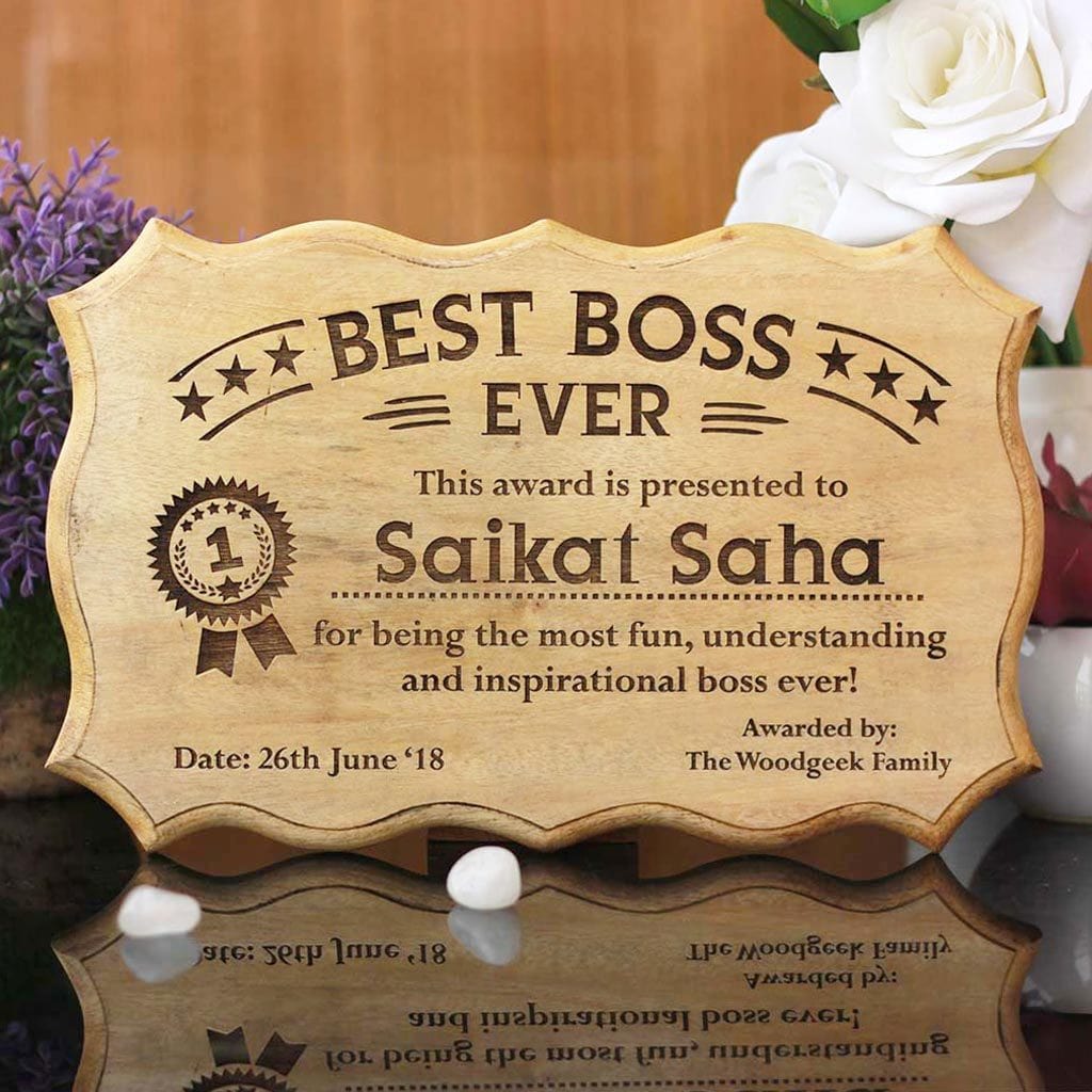 Personalized Best Boss Ever Certificate - Best Boss Award - Unique Gifts for Boss - Custom Wooden Certificates by Woodgeek Store
