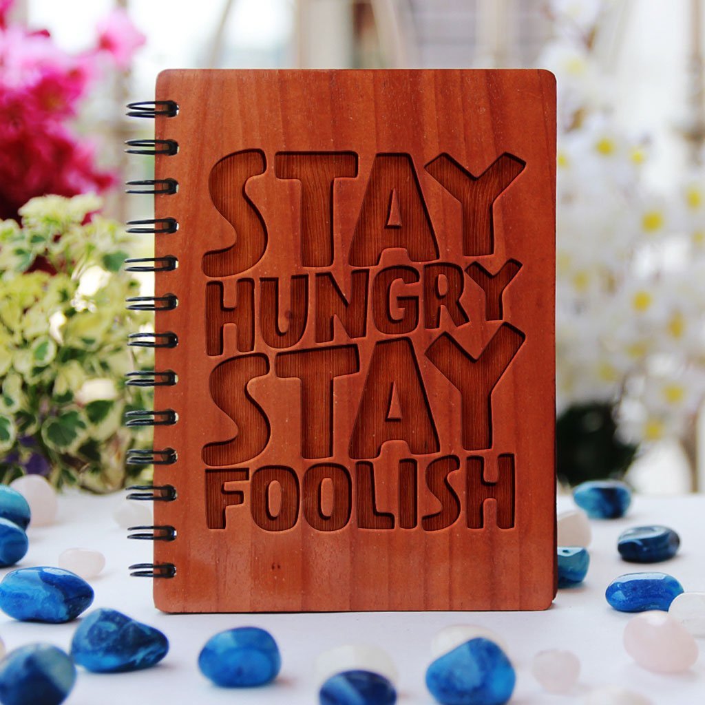 Notebook - Steve Jobs: Stay Hungry, Stay Foolish - Bamboo Wood Notebook