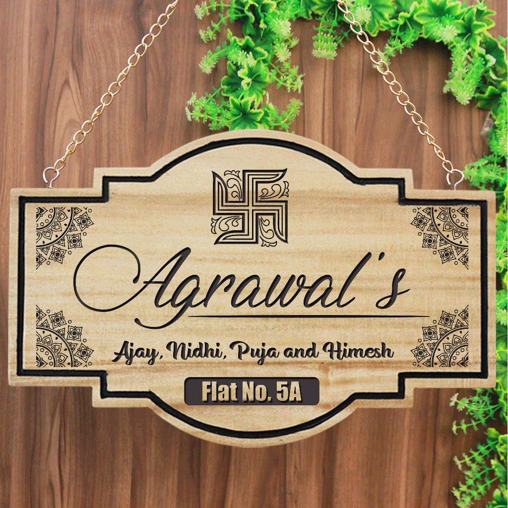 Auspicious Name Boards For House. Name board for home. Swastik Name Plate. Diya Name Plate. Custom Name Plates Make great Diwali gifts, home decor gifts or housewarming gifts.