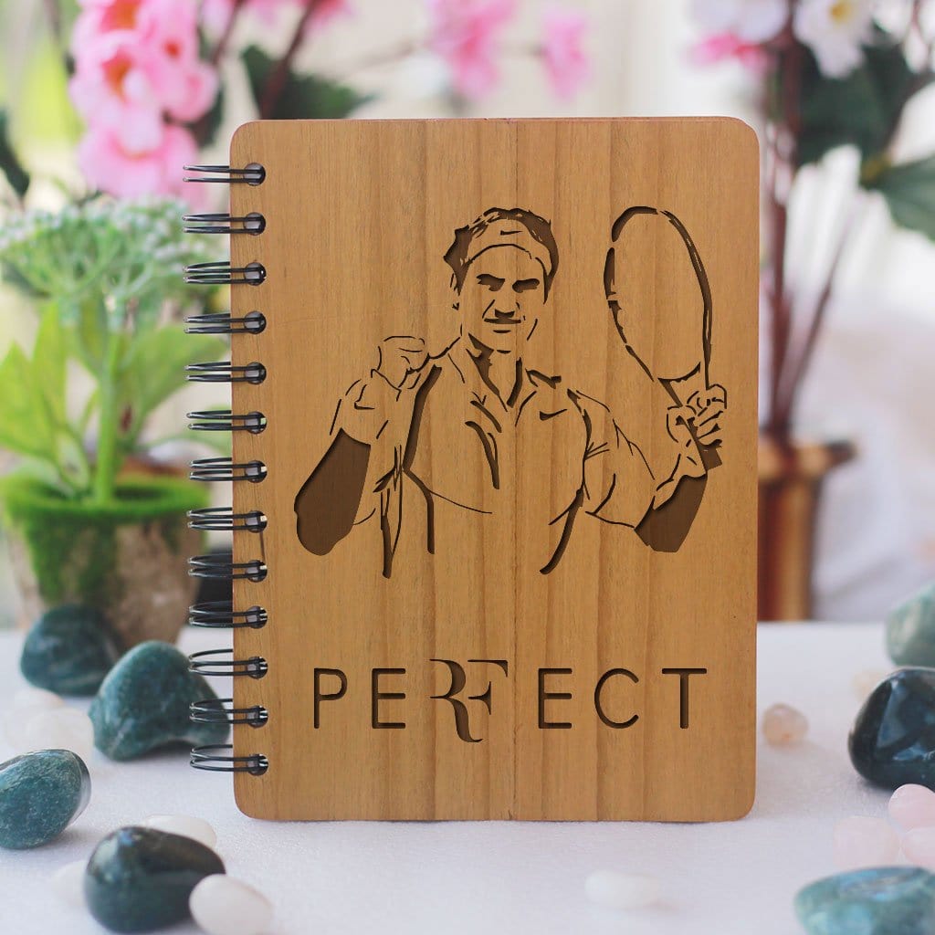 Notebook - Tennis: Roger Federer - Bamboo Wood Notebook