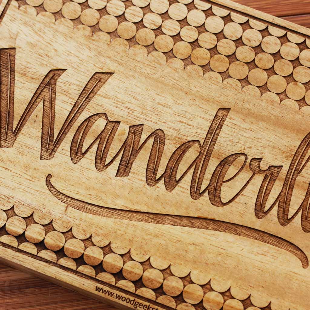 Wanderlust Engraved Wood Sign