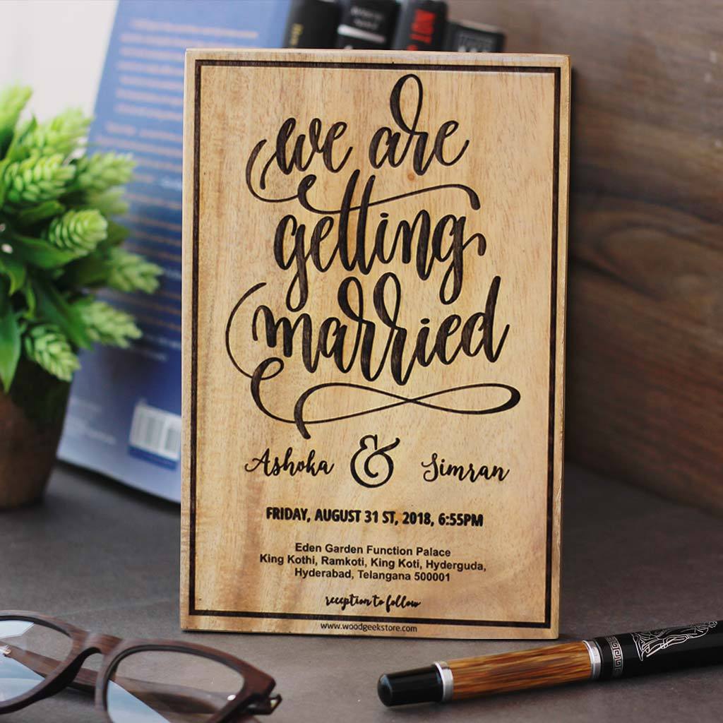 We Are Getting Married Sign - Wedding Invitation Sign - Wedding Welcome Sign - Custom Made Wood Signs - Woodgeek Store