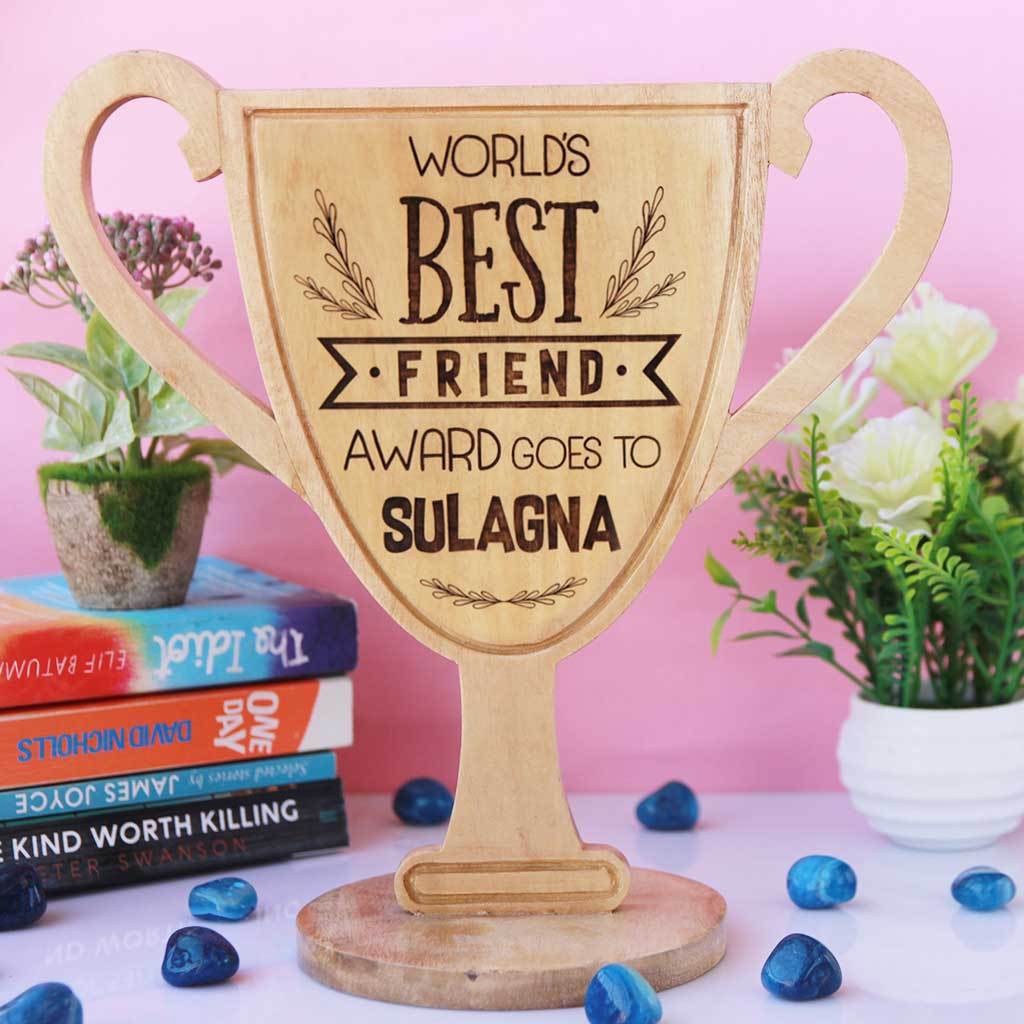 World's Best Friend Trophy Cup. A Best Friend Award Makes Great Best Friends Gifts. This Custom Trophy Make Great Birthday Gift Ideas for Best Friend. Looking for friendship day gifts for friends? This will make unique gifts for friends.