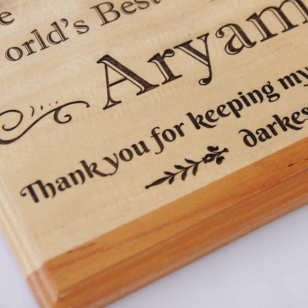 The World's Best Secretkeeper Wooden Plaque. This wooden trophy and award plaque makes great personalised gifts for friends. This is the perfect friendship day gifts for best friend.