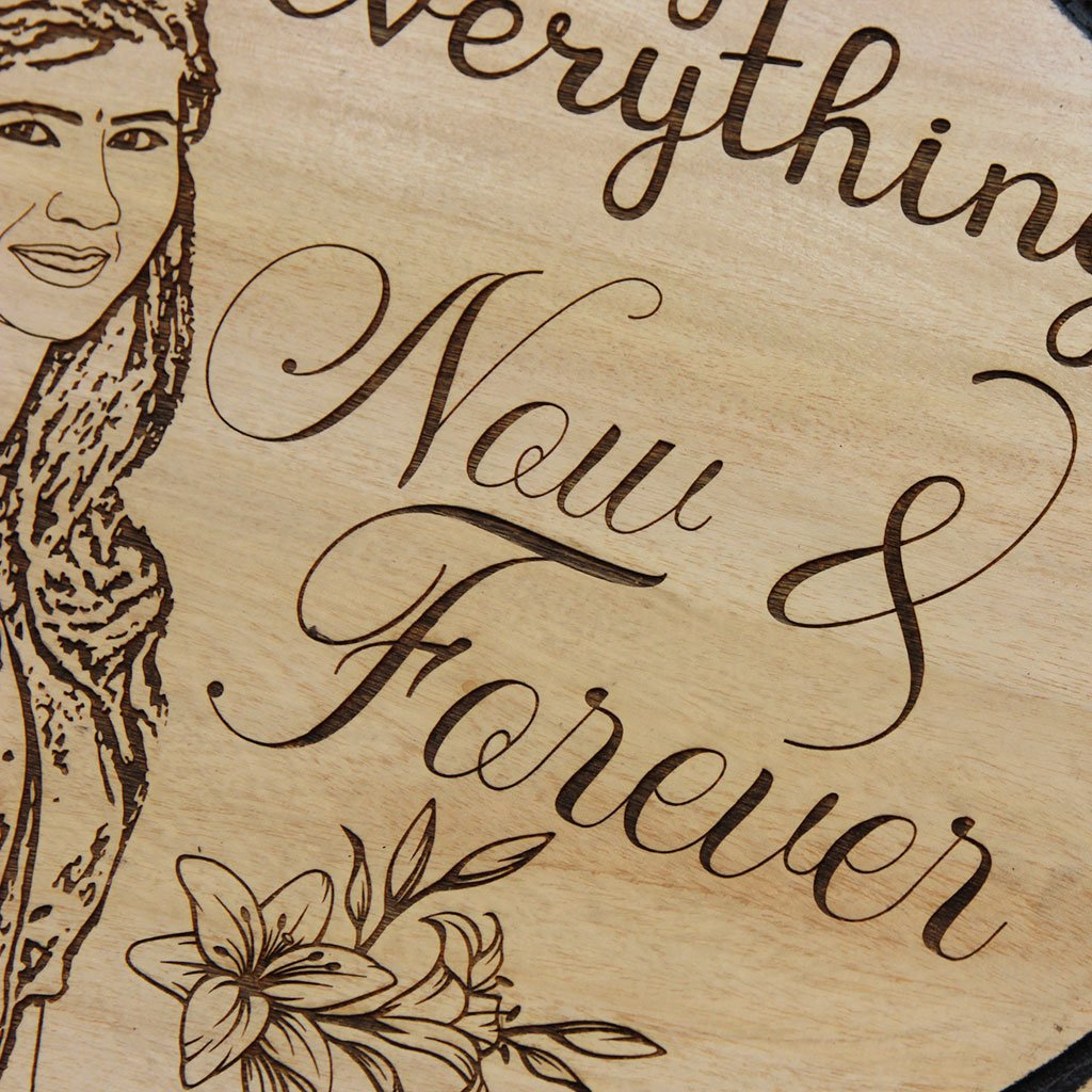 You Are My Everything Now And Forever Hanging Sign - Photo On Wood - Wood Engraved Photo - Buy Photo Gifts At Woodgeek Store