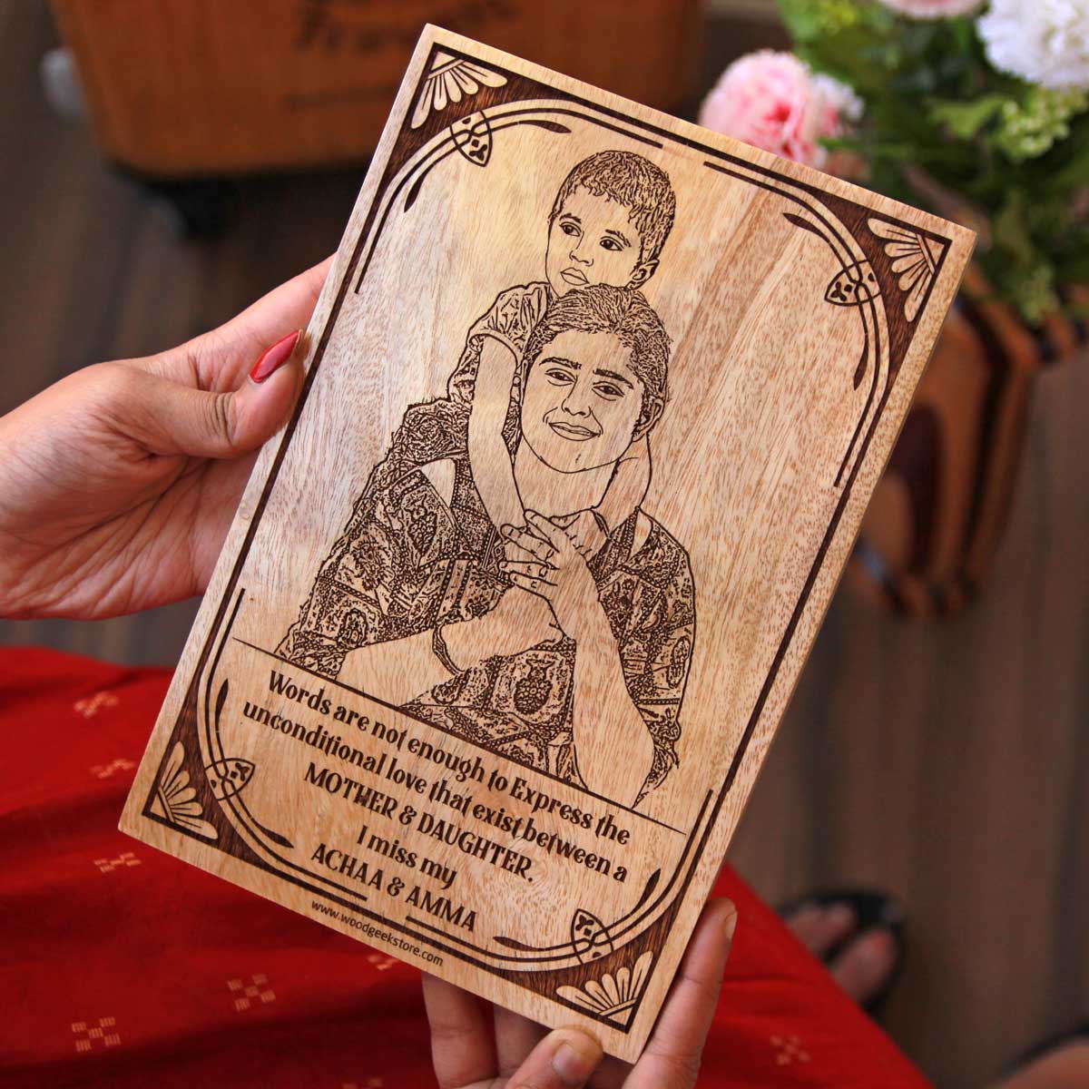 Personalized Photo Gift For Mom | Engraved Wood Plaque For Mother's Day Gift