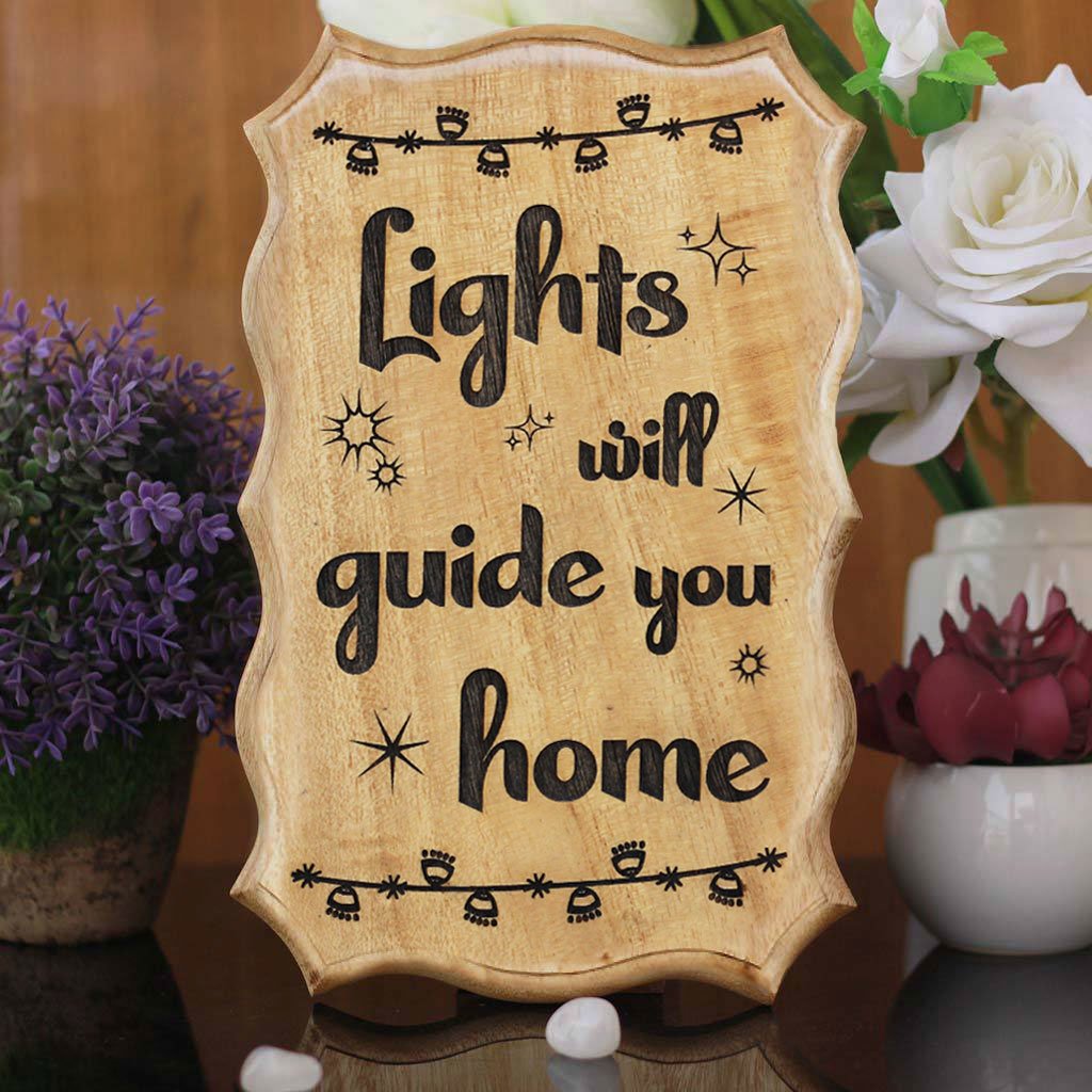 Lights Will Guide You Home Wood Sign - Popular Christmas Gifts - Best Secret Santa Gifts - Wooden Signs For Home - Best Christmas Gifts By Woodgeekstore