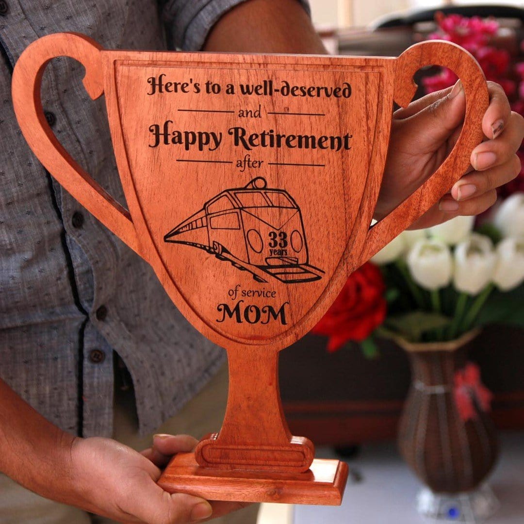 Wooden Office Retirement Trophy