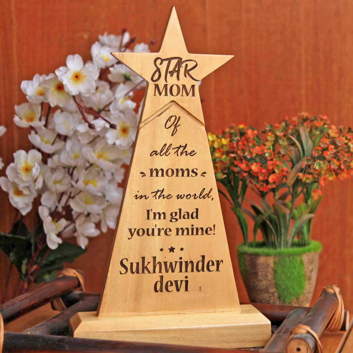 Star Mom Wooden Trophy & Award | Gift For Mom's Birthday