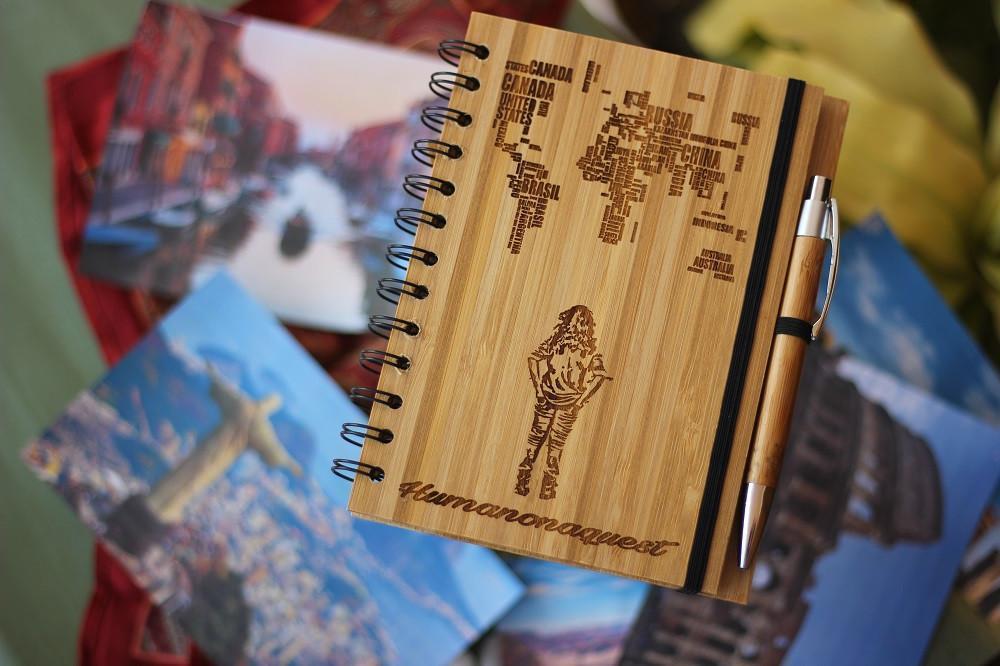 Custom made bamboo travel diary - Personalised Wooden Notebook - Woodgeek Store