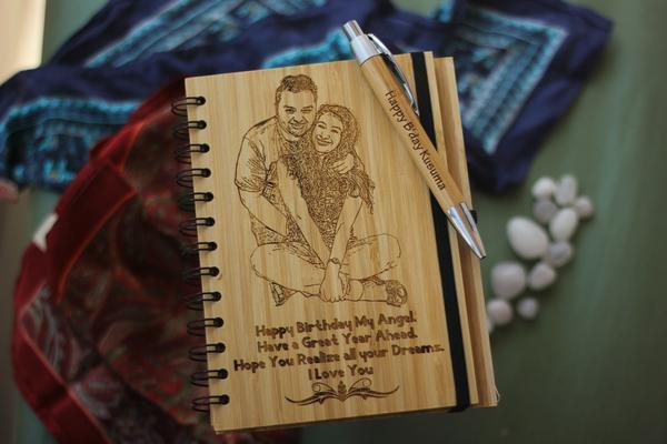 Create your own bamboo wood customized notebook with Woodgeek Store