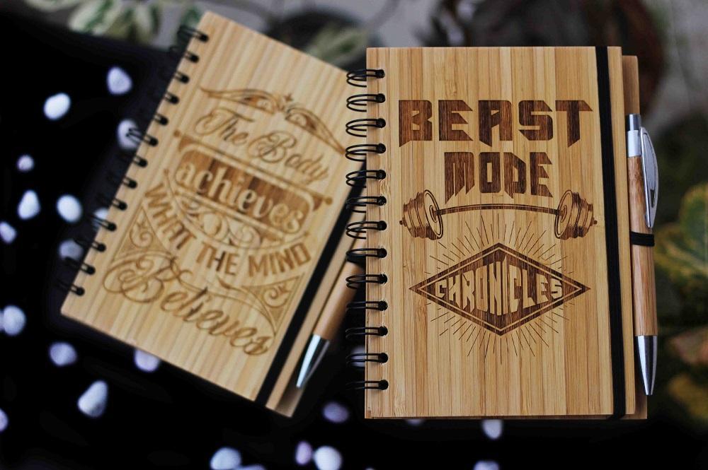 Workout Journal, Handcrafted Wood Journal