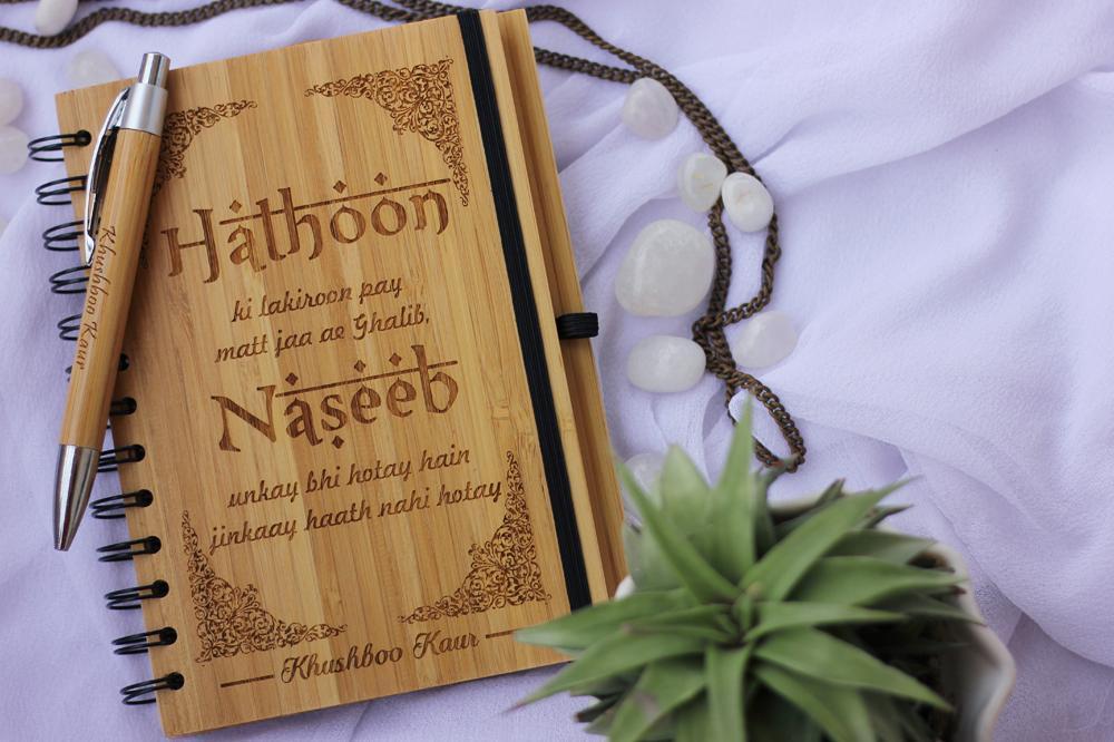 Personalized Wooden Notebooks in Bengali & Hindi
