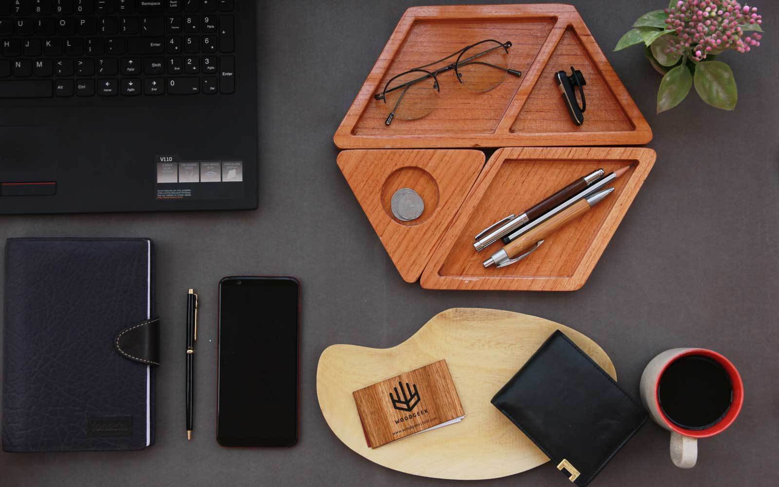 Wood desk accessories