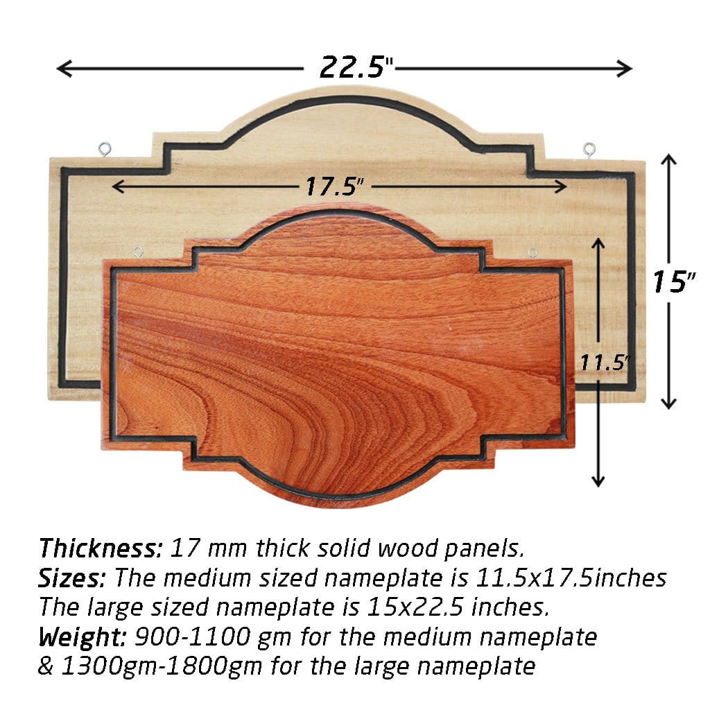Custom Engraved Government Office Sign with Ashoka Stambh | Personalized Hanging Wooden Nameplate