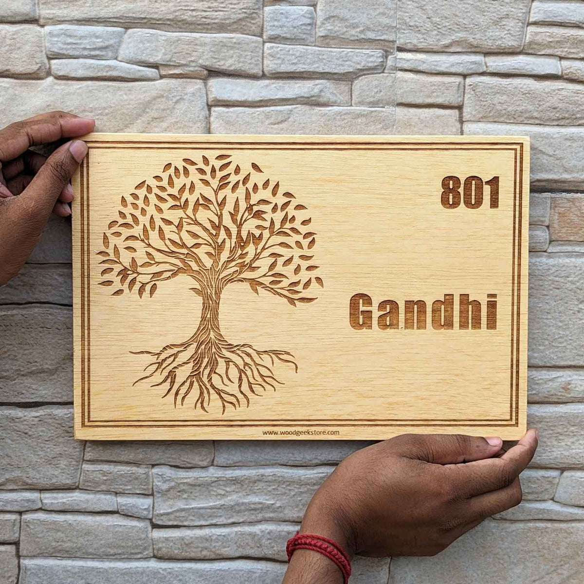 Handmade House Sign Engraved Heritage Wooden House Nameplate | Home Sign with Flat Number ...