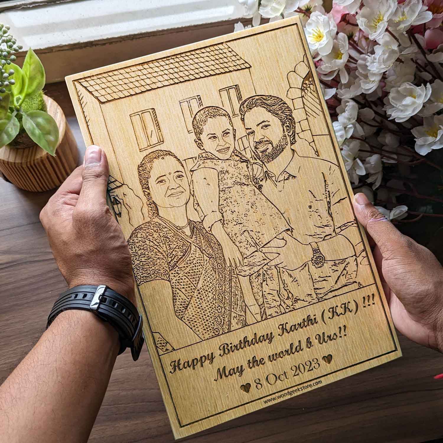 Family Birthday Gift - Custom Engraved Wooden Frame