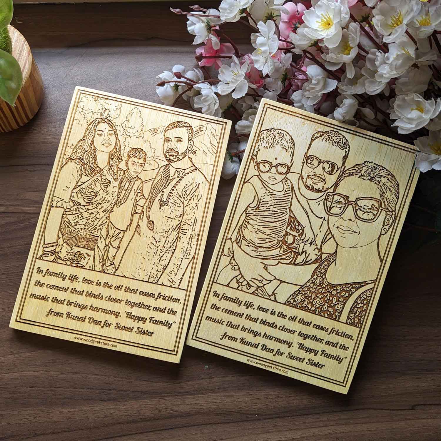 Harmony of Home - Personalized Wooden Family Portrait