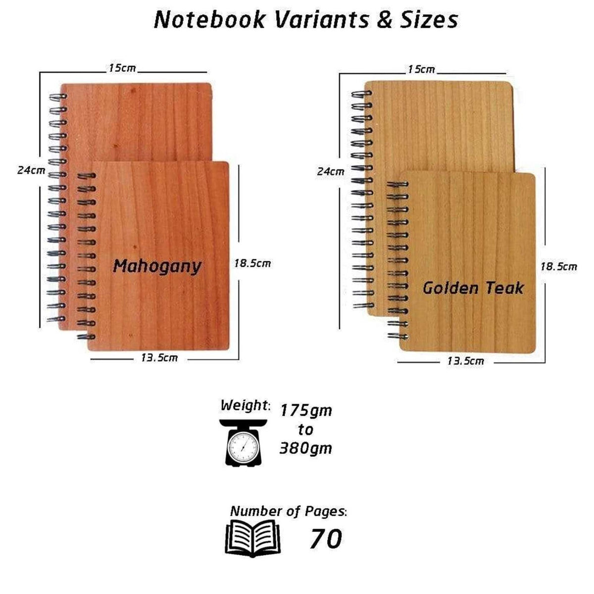 My little book of happy things - Personalized Wooden Notebook