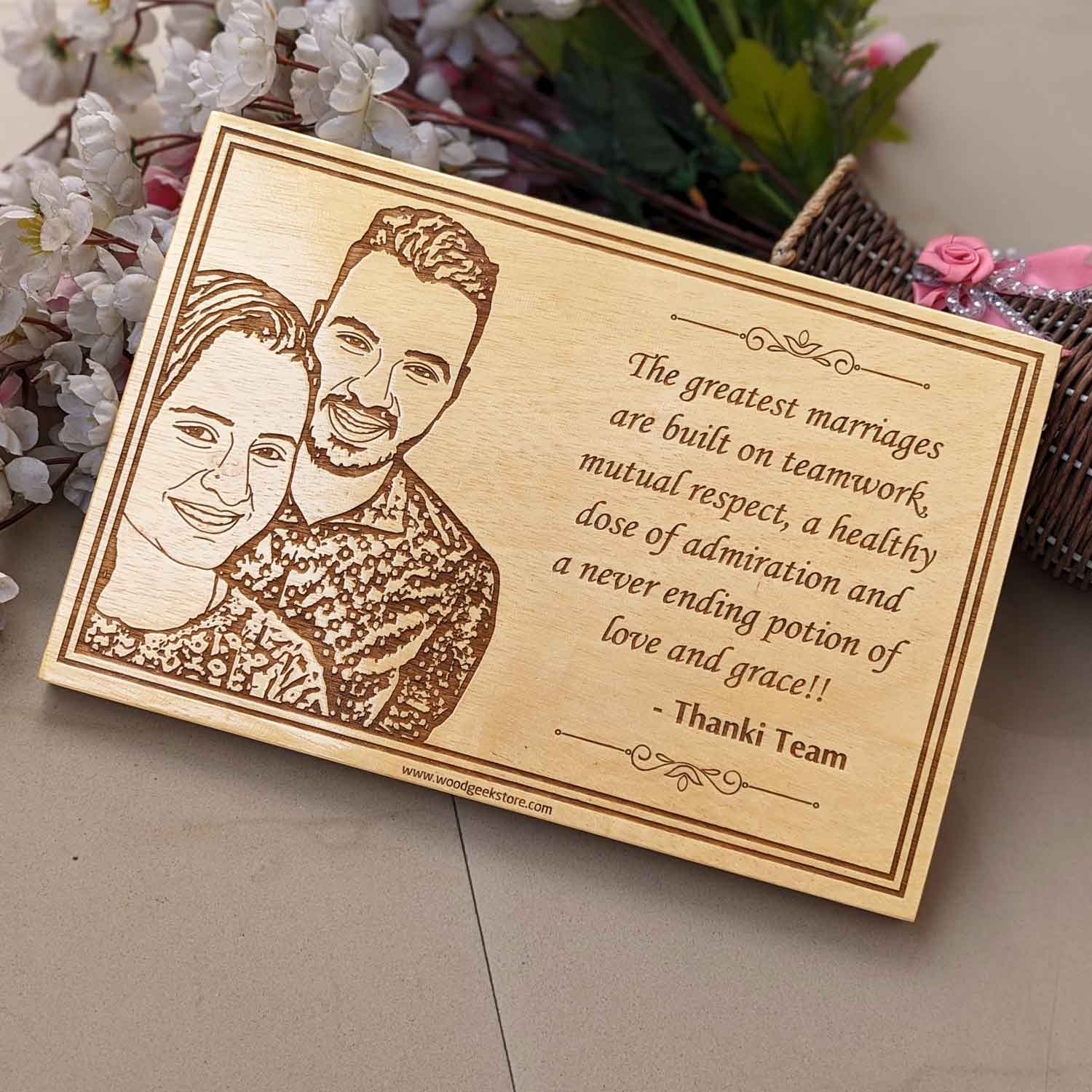 Secret Of Marriage Wood Frame - Teamwork, Respect, Admiration | Wedding Gift