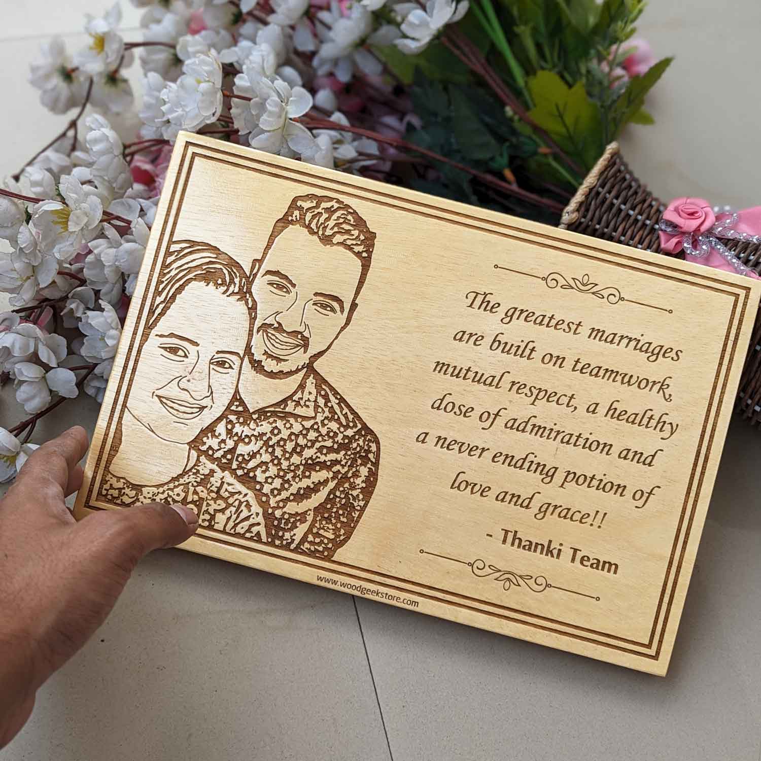 Secret Of Marriage Wood Frame - Teamwork, Respect, Admiration | Wedding Gift
